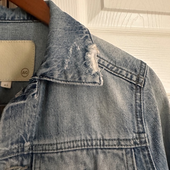 AG Adriano Goldschmied XS Distressed Denim Jacket Blue Light Wash - Picture 7 of 12